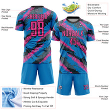 Laden Sie das Bild in den Galerie-Viewer, Custom Powder Blue Pink-White Sublimation Soccer Uniform Jersey