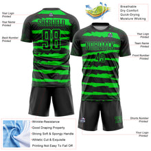Laden Sie das Bild in den Galerie-Viewer, Custom Black Neon Green Sublimation Soccer Uniform Jersey