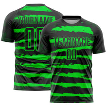 Laden Sie das Bild in den Galerie-Viewer, Custom Black Neon Green Sublimation Soccer Uniform Jersey