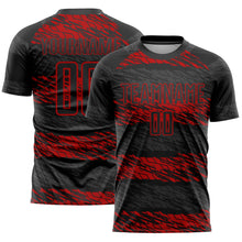 Load image into Gallery viewer, Custom Black Red Sublimation Soccer Uniform Jersey