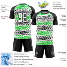 Laden Sie das Bild in den Galerie-Viewer, Custom Black White-Neon Green Sublimation Soccer Uniform Jersey