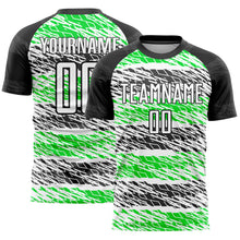 Laden Sie das Bild in den Galerie-Viewer, Custom Black White-Neon Green Sublimation Soccer Uniform Jersey