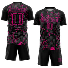 Laden Sie das Bild in den Galerie-Viewer, Custom Black Deep Pink Lightning Sublimation Soccer Uniform Jersey