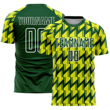 Load image into Gallery viewer, Custom Green Neon Yellow-White Sublimation Soccer Uniform Jersey
