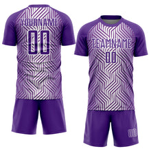 Load image into Gallery viewer, Custom Purple White Lines Sublimation Soccer Uniform Jersey
