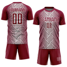 Load image into Gallery viewer, Custom Maroon White Lines Sublimation Soccer Uniform Jersey