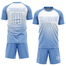 Charger l'image dans la galerie, Custom Light Blue White Lines Sublimation Soccer Uniform Jersey