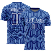 Load image into Gallery viewer, Custom Royal Light Blue-White Abstract Geometric Shapes Sublimation Soccer Uniform Jersey