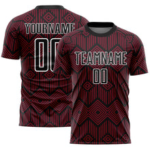 Загрузить изображение в средство просмотра галереи, Custom Crimson Black-White Abstract Geometric Shapes Sublimation Soccer Uniform Jersey