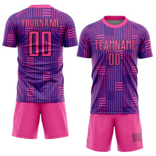 Load image into Gallery viewer, Custom Purple Pink-Black Lines Sublimation Soccer Uniform Jersey
