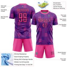 Load image into Gallery viewer, Custom Purple Pink-Black Lines Sublimation Soccer Uniform Jersey