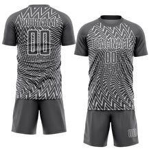 Load image into Gallery viewer, Custom Steel Gray White Lines Sublimation Soccer Uniform Jersey