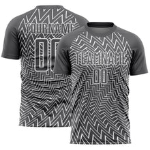 Load image into Gallery viewer, Custom Steel Gray White Lines Sublimation Soccer Uniform Jersey