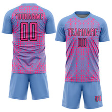 Charger l'image dans la galerie, Custom Light Blue Pink-Black Abstract Geometric Shapes Sublimation Soccer Uniform Jersey