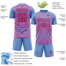 Charger l'image dans la galerie, Custom Light Blue Pink-Black Abstract Geometric Shapes Sublimation Soccer Uniform Jersey