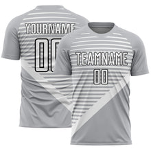 Charger l'image dans la galerie, Custom Gray White-Black Stripes Sublimation Soccer Uniform Jersey