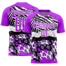 Загрузить изображение в средство просмотра галереи, Custom Purple Black-White Animal Print Sublimation Soccer Uniform Jersey