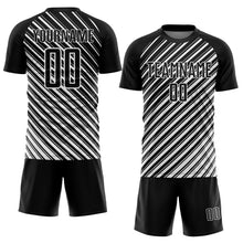 Load image into Gallery viewer, Custom Black White Slash Sublimation Soccer Uniform Jersey