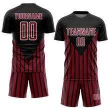 Charger l'image dans la galerie, Custom Black Crimson-White Lines Sublimation Soccer Uniform Jersey