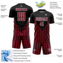 Charger l'image dans la galerie, Custom Black Crimson-White Lines Sublimation Soccer Uniform Jersey