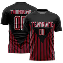 Charger l'image dans la galerie, Custom Black Crimson-White Lines Sublimation Soccer Uniform Jersey