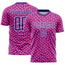 Загрузить изображение в средство просмотра галереи, Custom Pink Purple-White Snake Skin Sublimation Soccer Uniform Jersey