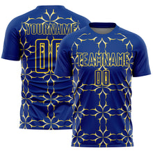 Load image into Gallery viewer, Custom Royal Yellow Damask Pattern Sublimation Soccer Uniform Jersey