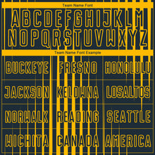 Load image into Gallery viewer, Custom Navy Gold Lines Sublimation Soccer Uniform Jersey