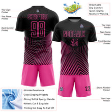 Load image into Gallery viewer, Custom Black Pink Geometric Lines Sublimation Soccer Uniform Jersey