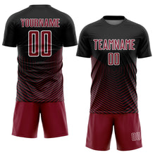 Charger l'image dans la galerie, Custom Black Crimson-White Geometric Lines Sublimation Soccer Uniform Jersey