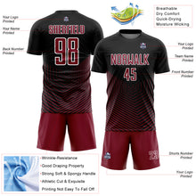 Charger l'image dans la galerie, Custom Black Crimson-White Geometric Lines Sublimation Soccer Uniform Jersey