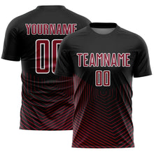 Charger l'image dans la galerie, Custom Black Crimson-White Geometric Lines Sublimation Soccer Uniform Jersey
