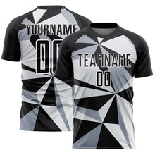 Load image into Gallery viewer, Custom Black White Geometric Pattern Sublimation Soccer Uniform Jersey