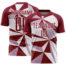 Загрузить изображение в средство просмотра галереи, Custom Crimson White Geometric Pattern Sublimation Soccer Uniform Jersey