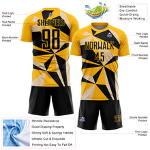 Charger l'image dans la galerie, Custom Gold Black Geometric Pattern Sublimation Soccer Uniform Jersey