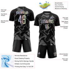 Laden Sie das Bild in den Galerie-Viewer, Custom Black Gradient-Gray Curve Lines Sublimation Soccer Uniform Jersey