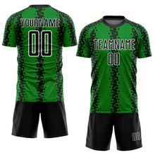 Laden Sie das Bild in den Galerie-Viewer, Custom Grass Green Black-White Abstract Geometric Pattern Sublimation Soccer Uniform Jersey