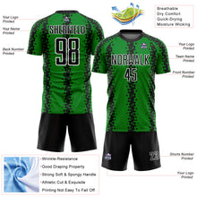 Laden Sie das Bild in den Galerie-Viewer, Custom Grass Green Black-White Abstract Geometric Pattern Sublimation Soccer Uniform Jersey