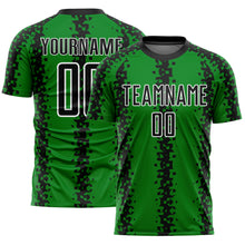 Laden Sie das Bild in den Galerie-Viewer, Custom Grass Green Black-White Abstract Geometric Pattern Sublimation Soccer Uniform Jersey