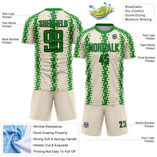 Load image into Gallery viewer, Custom Cream Grass Green-Black Abstract Geometric Pattern Sublimation Soccer Uniform Jersey