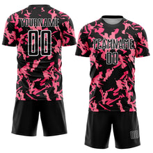 Load image into Gallery viewer, Custom Black Pink-White Abstract Geometric Pattern Sublimation Soccer Uniform Jersey
