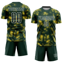 Load image into Gallery viewer, Custom Green Gold-White Abstract Grunge Art Sublimation Soccer Uniform Jersey