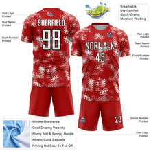 Load image into Gallery viewer, Custom Red White-Black Abstract Grunge Art Sublimation Soccer Uniform Jersey