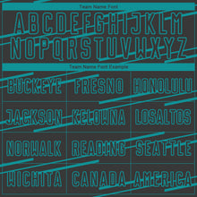 Load image into Gallery viewer, Custom Black Teal Lines Sublimation Soccer Uniform Jersey
