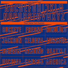 Load image into Gallery viewer, Custom Royal Orange Lines Sublimation Soccer Uniform Jersey