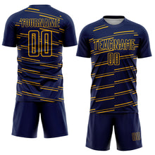 Load image into Gallery viewer, Custom Navy Yellow Lines Sublimation Soccer Uniform Jersey