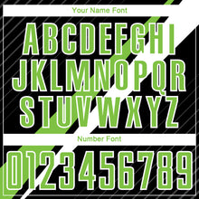 Load image into Gallery viewer, Custom Black Neon Green-White Diagonal Lines Sublimation Soccer Uniform Jersey