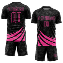 Charger l'image dans la galerie, Custom Black Pink Wind Shapes Sublimation Soccer Uniform Jersey