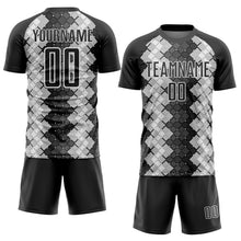 Load image into Gallery viewer, Custom Black White Geometric Shapes Sublimation Soccer Uniform Jersey