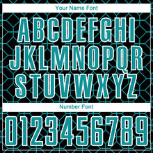 Load image into Gallery viewer, Custom Black Teal-White Geometric Shapes Sublimation Soccer Uniform Jersey